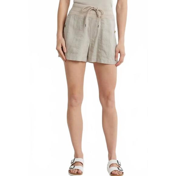 NEW JAMES PERSE linen military shorts in mineral